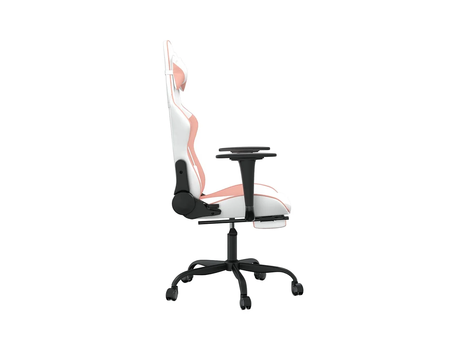 Gaming-Stuhl mit Fußstütze Weiß und Rosa Kunstleder