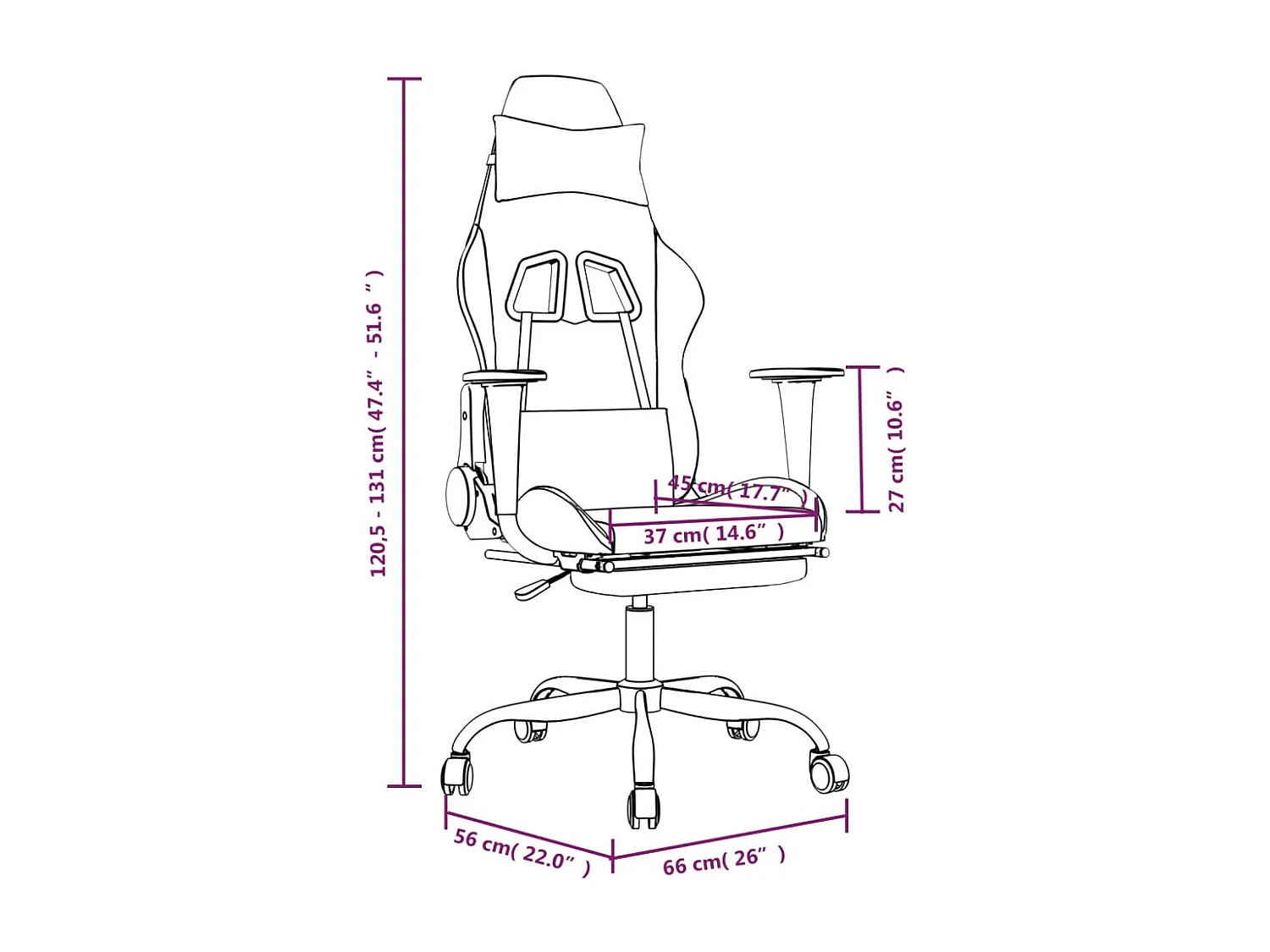 Chaise de jeu avec repose-pied Blanc et rose Similicuir