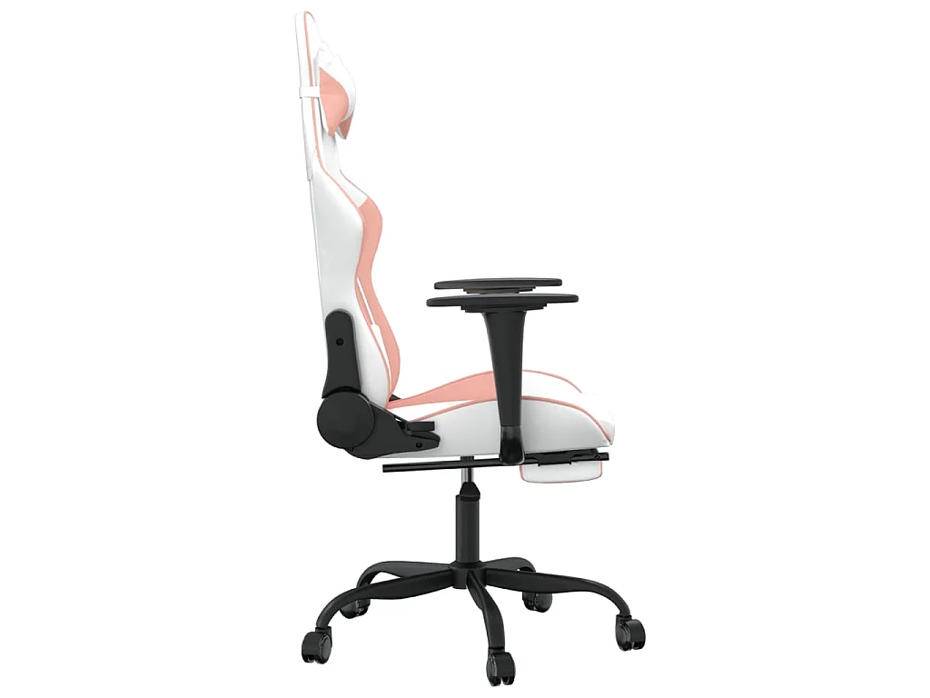 Gaming-Stuhl mit Fußstütze Weiß und Rosa Kunstleder