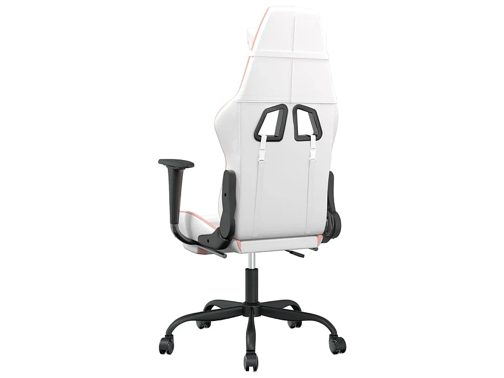 Gaming-Stuhl mit Fußstütze Weiß und Rosa Kunstleder