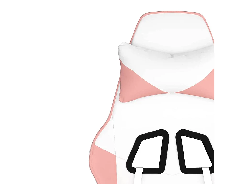 Cadeira gaming com apoio p/ pés couro artificial branco e rosa