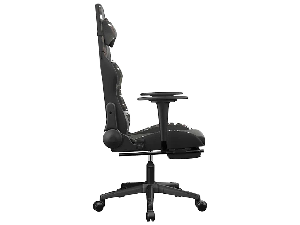 Sedia Gaming Massaggio Poggiapiedi Nero e Mimetico Similpelle