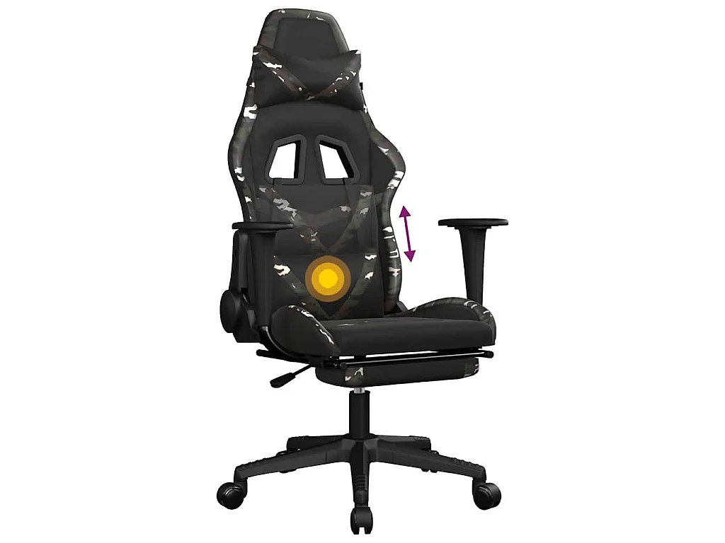 Sedia Gaming Massaggio Poggiapiedi Nero e Mimetico Similpelle