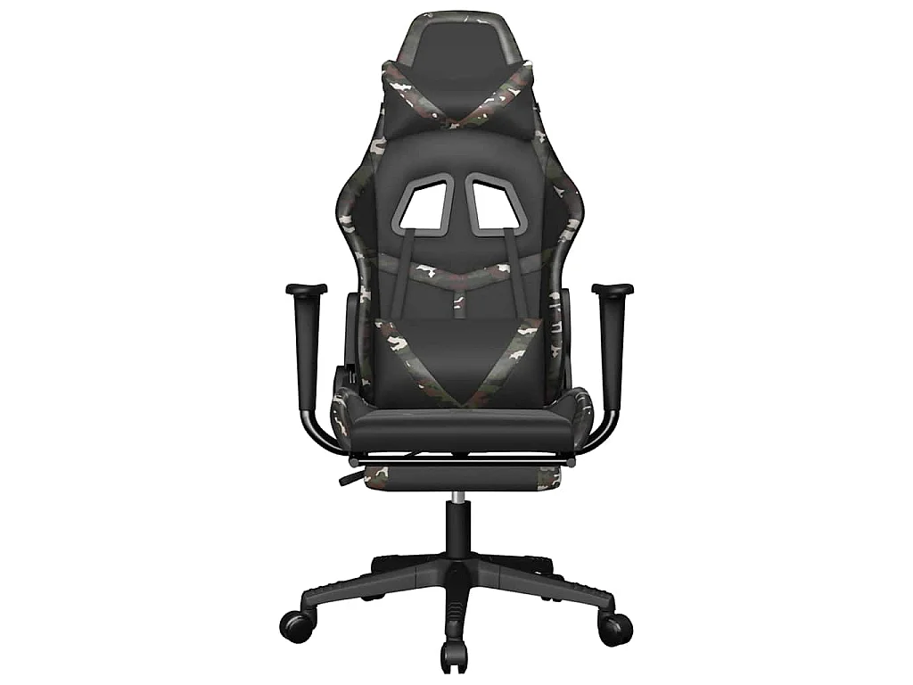 Chaise de jeu de massage repose-pied Noir&Camouflage Similicuir