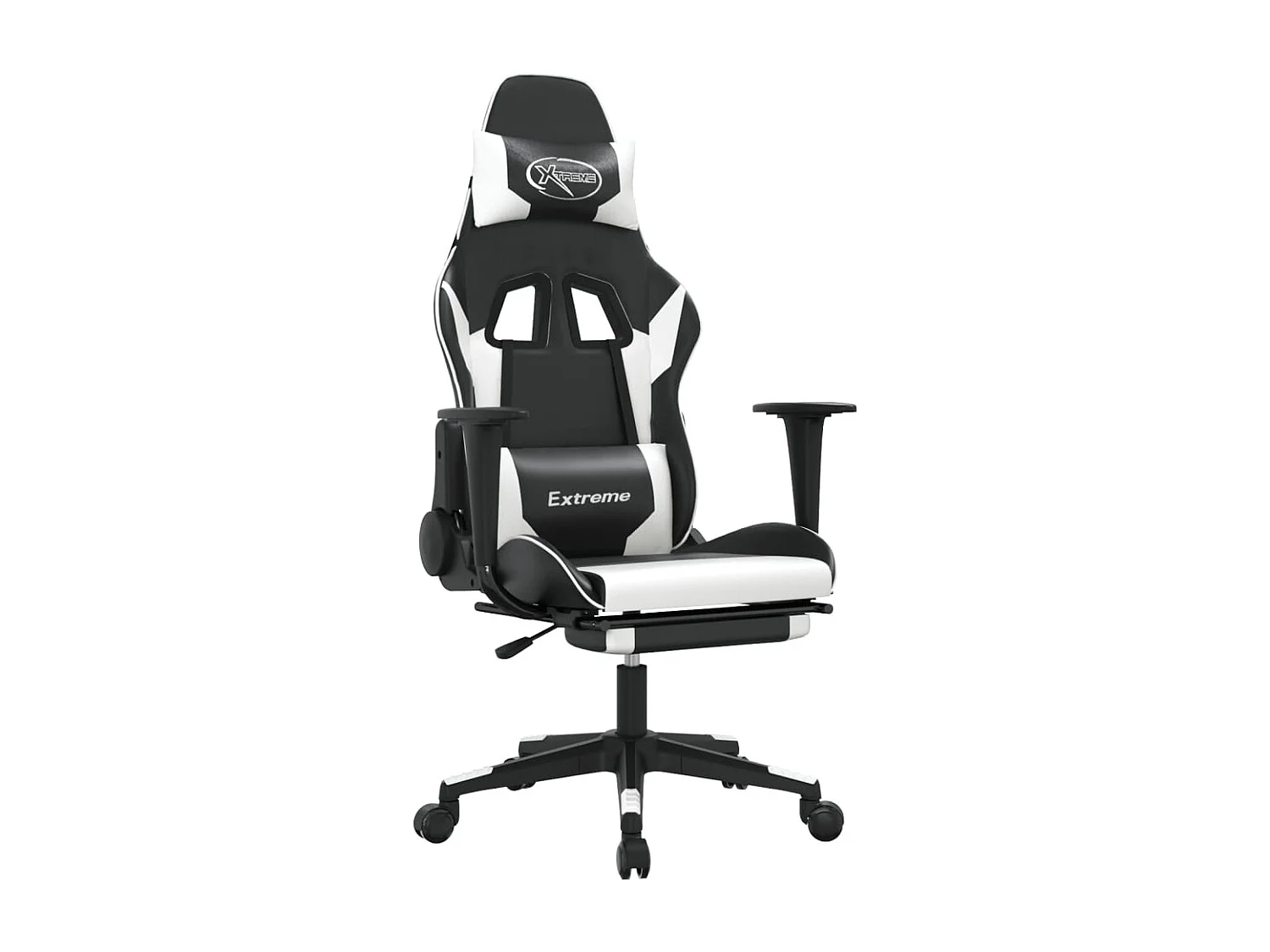 Chaise de jeu de massage et repose-pied Noir blanc Similicuir