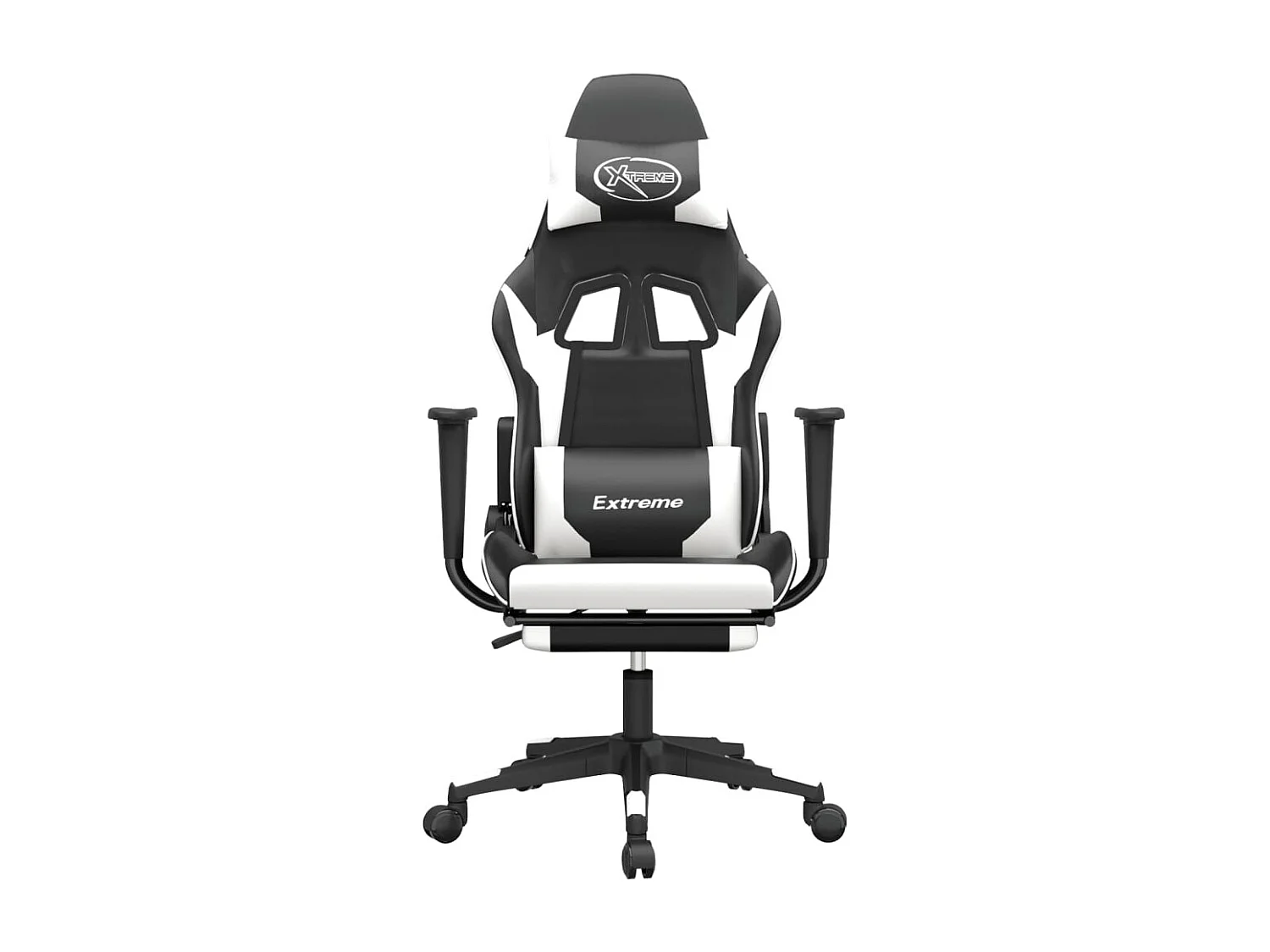 Chaise de jeu de massage et repose-pied Noir blanc Similicuir
