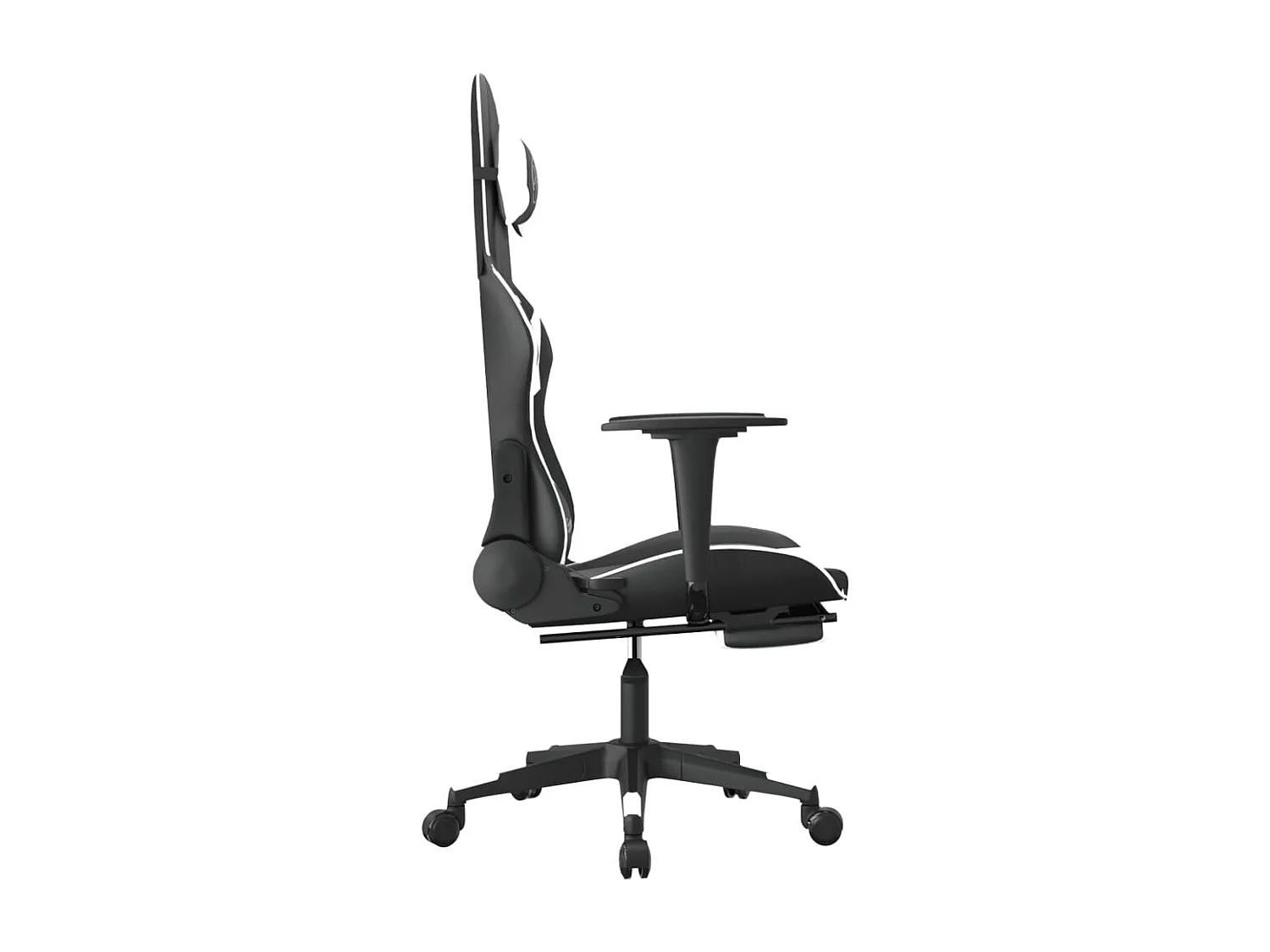 Chaise de jeu de massage et repose-pied Noir blanc Similicuir