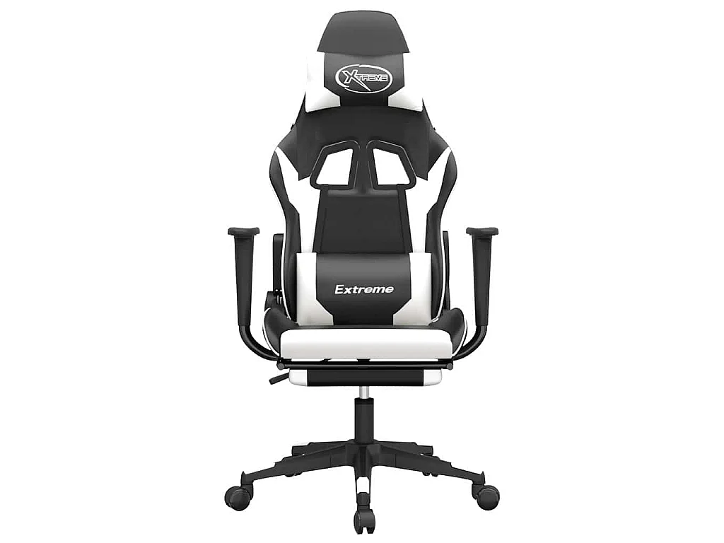 Chaise de jeu de massage et repose-pied Noir blanc Similicuir