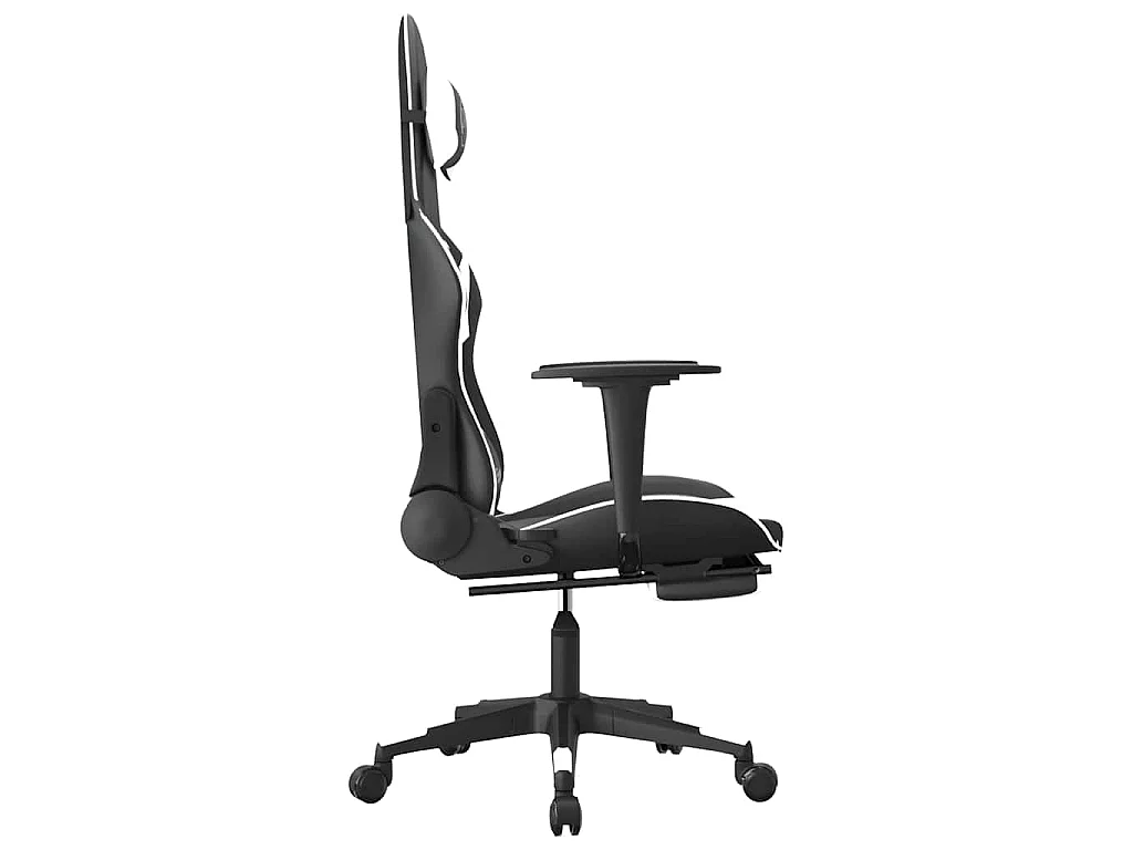 Chaise de jeu de massage et repose-pied Noir blanc Similicuir