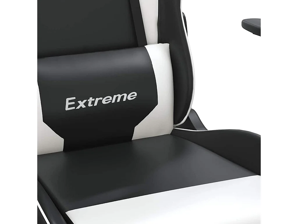 Chaise de jeu de massage et repose-pied Noir blanc Similicuir