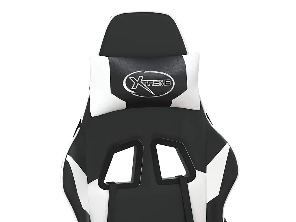Chaise de jeu de massage et repose-pied Noir blanc Similicuir