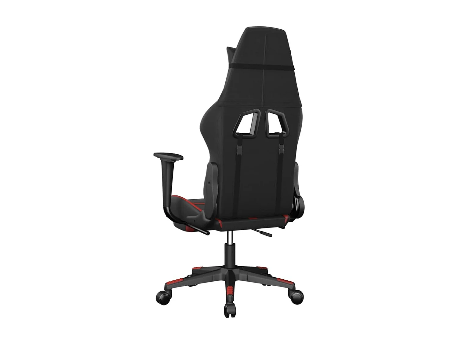 Cadeira gaming c/ apoio pés couro artificial preto e vermelho