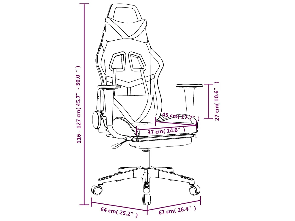 Gamestoel met voetensteun kunstleer zwart en rood
