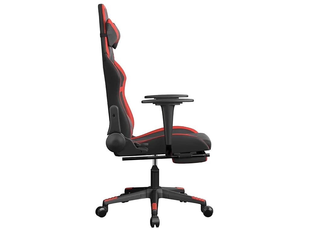 Gamestoel met voetensteun kunstleer zwart en rood