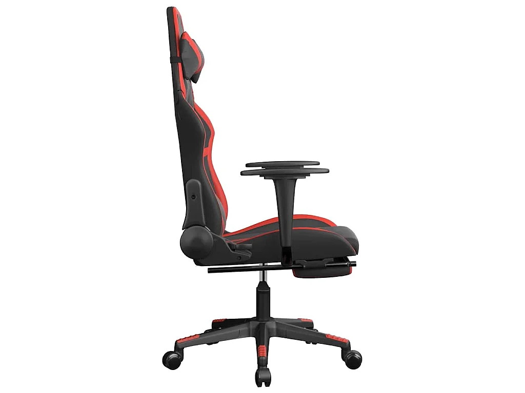 Gaming-Stuhl mit Fußstütze Schwarz und Rot Kunstleder