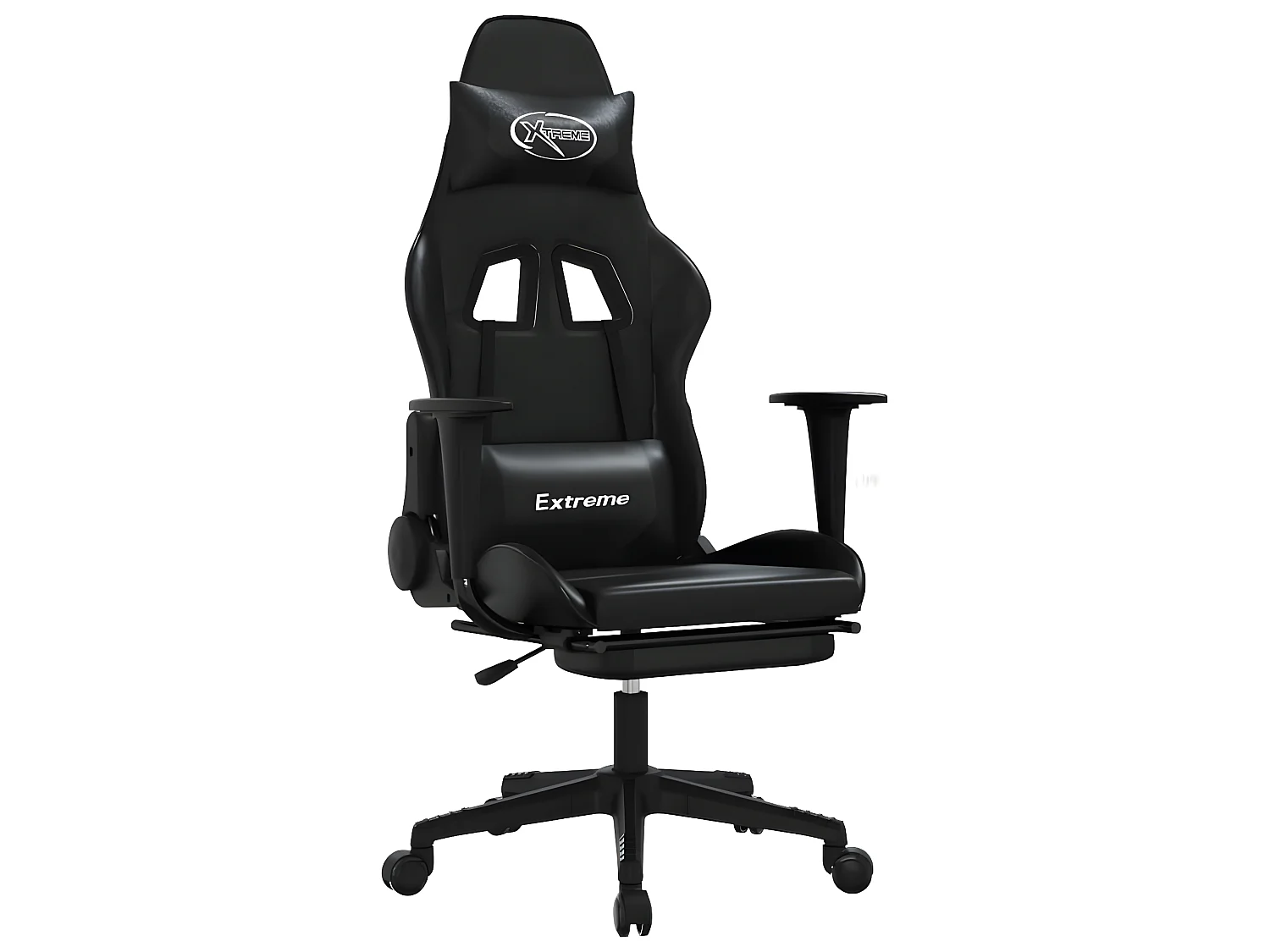 Chaise de jeu avec repose-pied Noir Similicuir