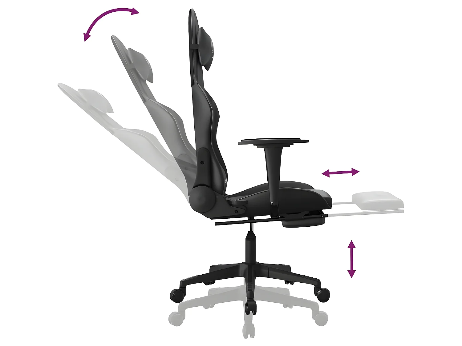 Chaise de jeu avec repose-pied Noir Similicuir