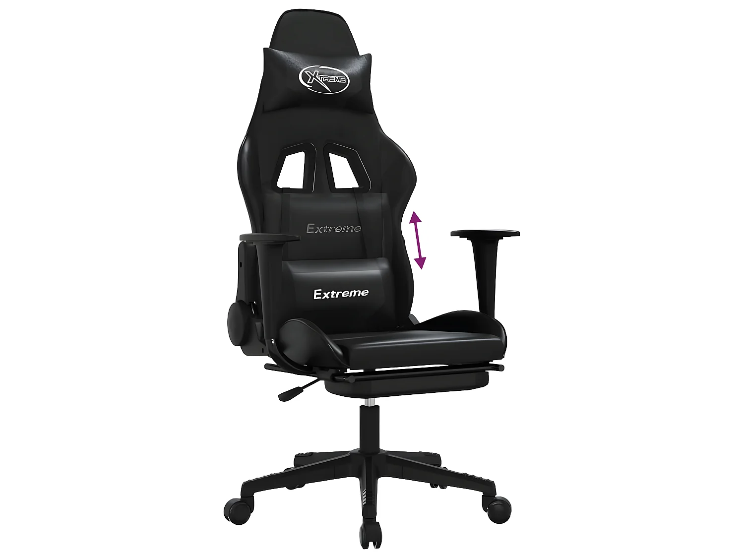 Chaise de jeu avec repose-pied Noir Similicuir