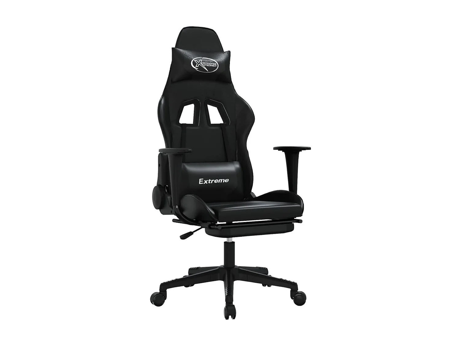 Chaise de jeu avec repose-pied Noir Similicuir