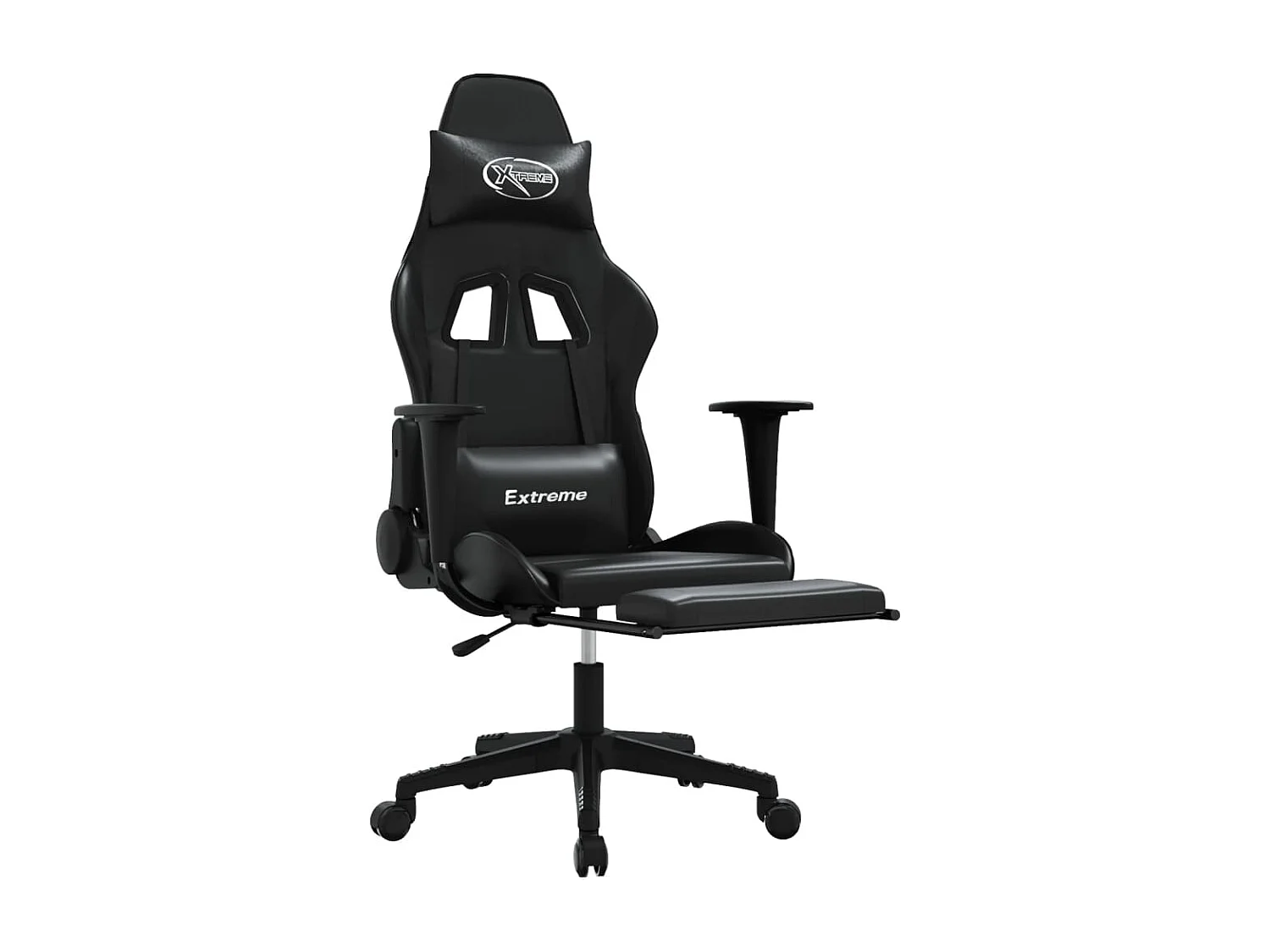 Chaise de jeu avec repose-pied Noir Similicuir