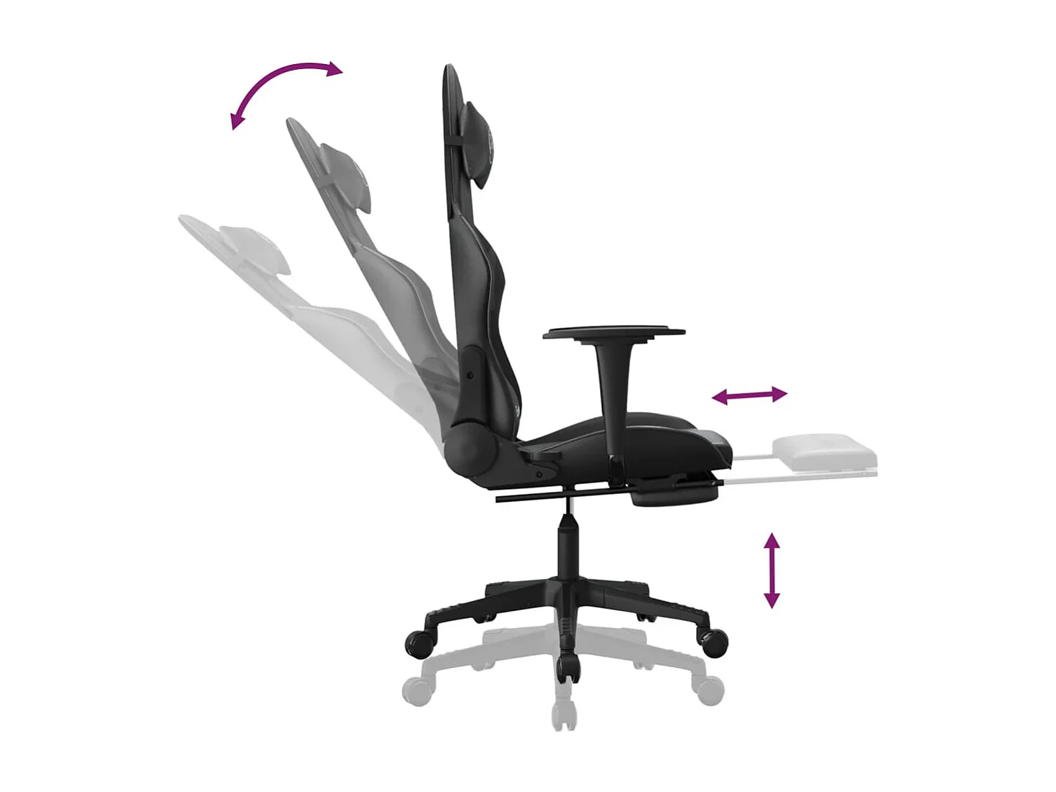 Chaise de jeu avec repose-pied Noir Similicuir