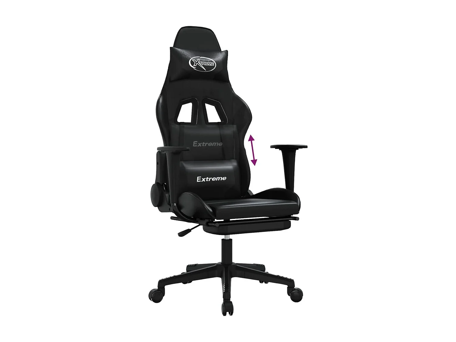 Chaise de jeu avec repose-pied Noir Similicuir