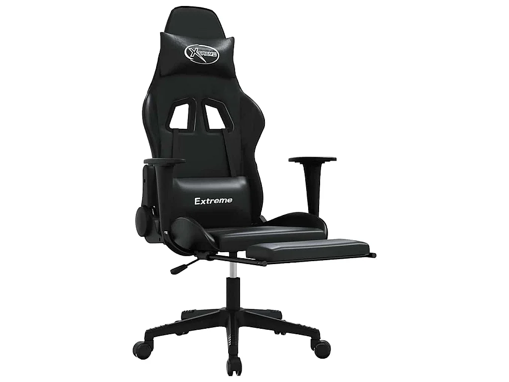 Chaise de jeu avec repose-pied Noir Similicuir