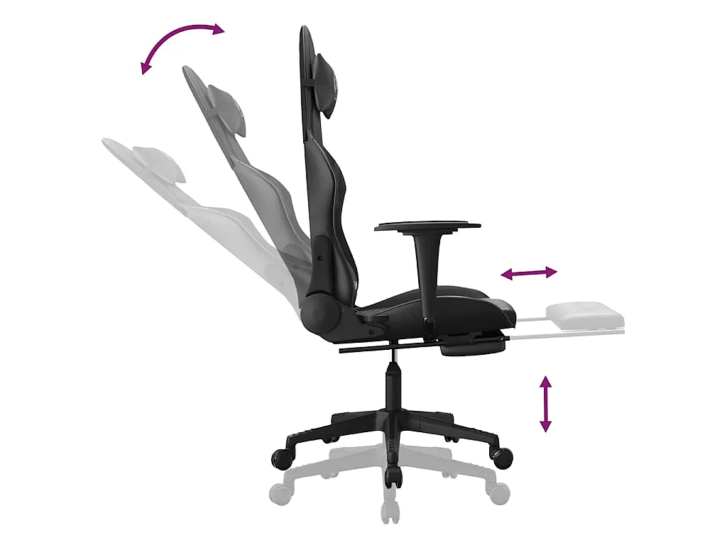 Chaise de jeu avec repose-pied Noir Similicuir
