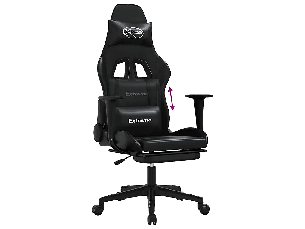Chaise de jeu avec repose-pied Noir Similicuir