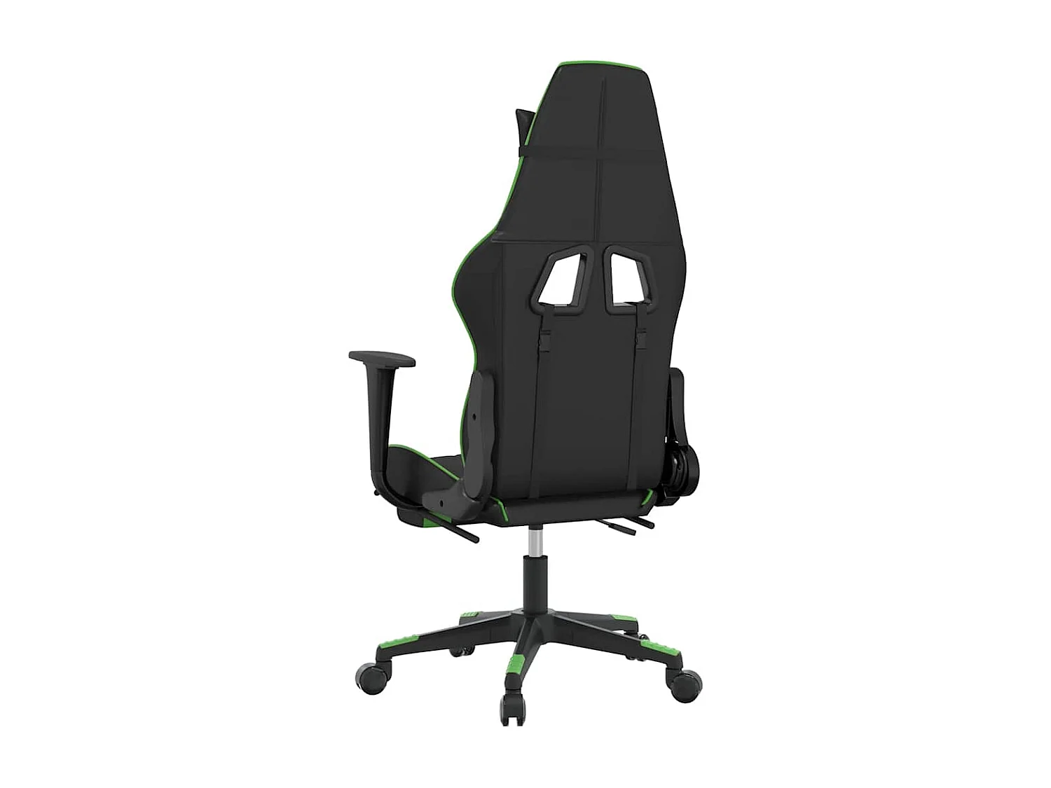 Cadeira gaming massagens c/ apoio pés couro artif. preto/verde