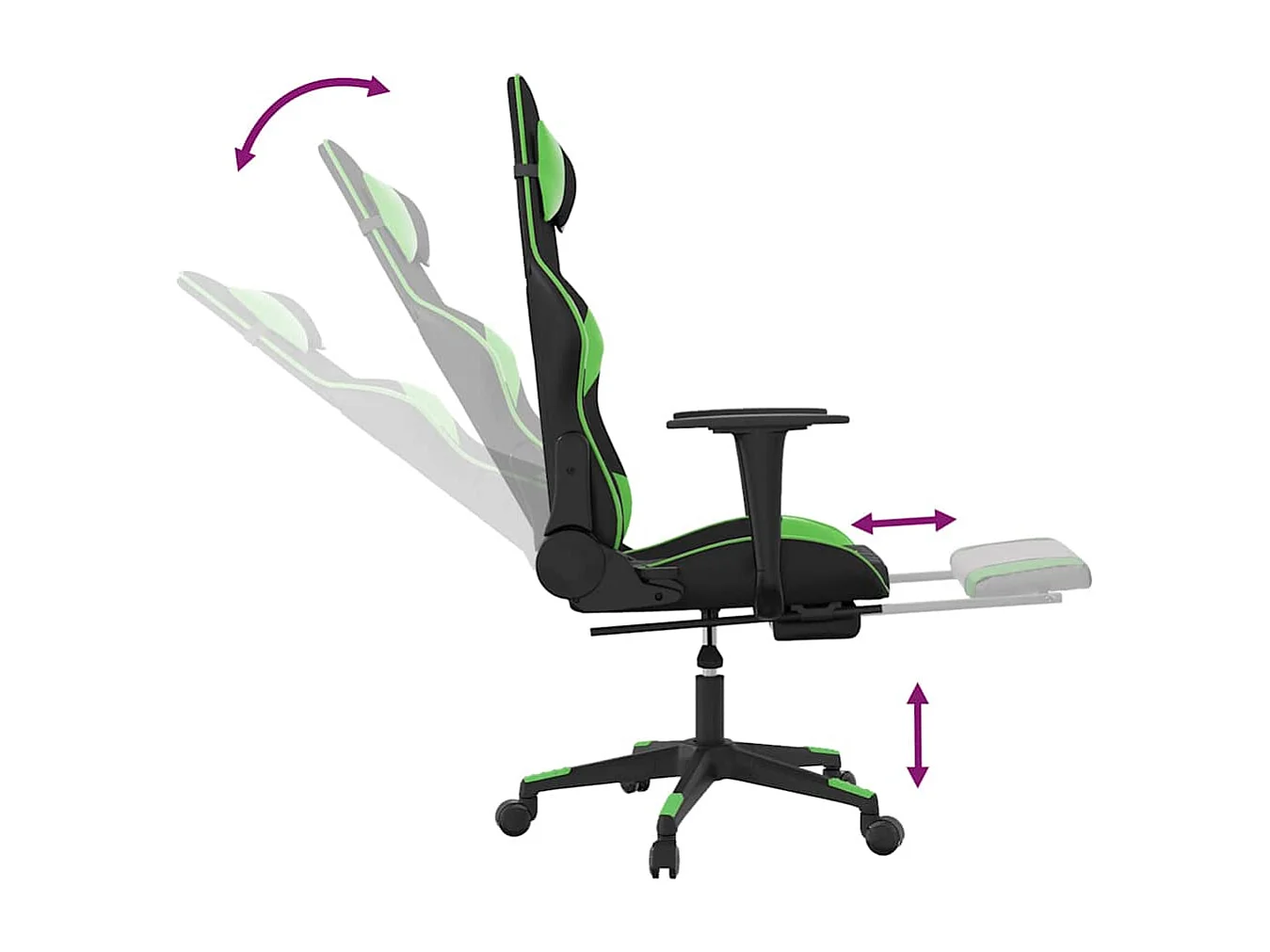 Gaming-Stuhl mit Massage & Fußstütze Schwarz & Grün Kunstleder