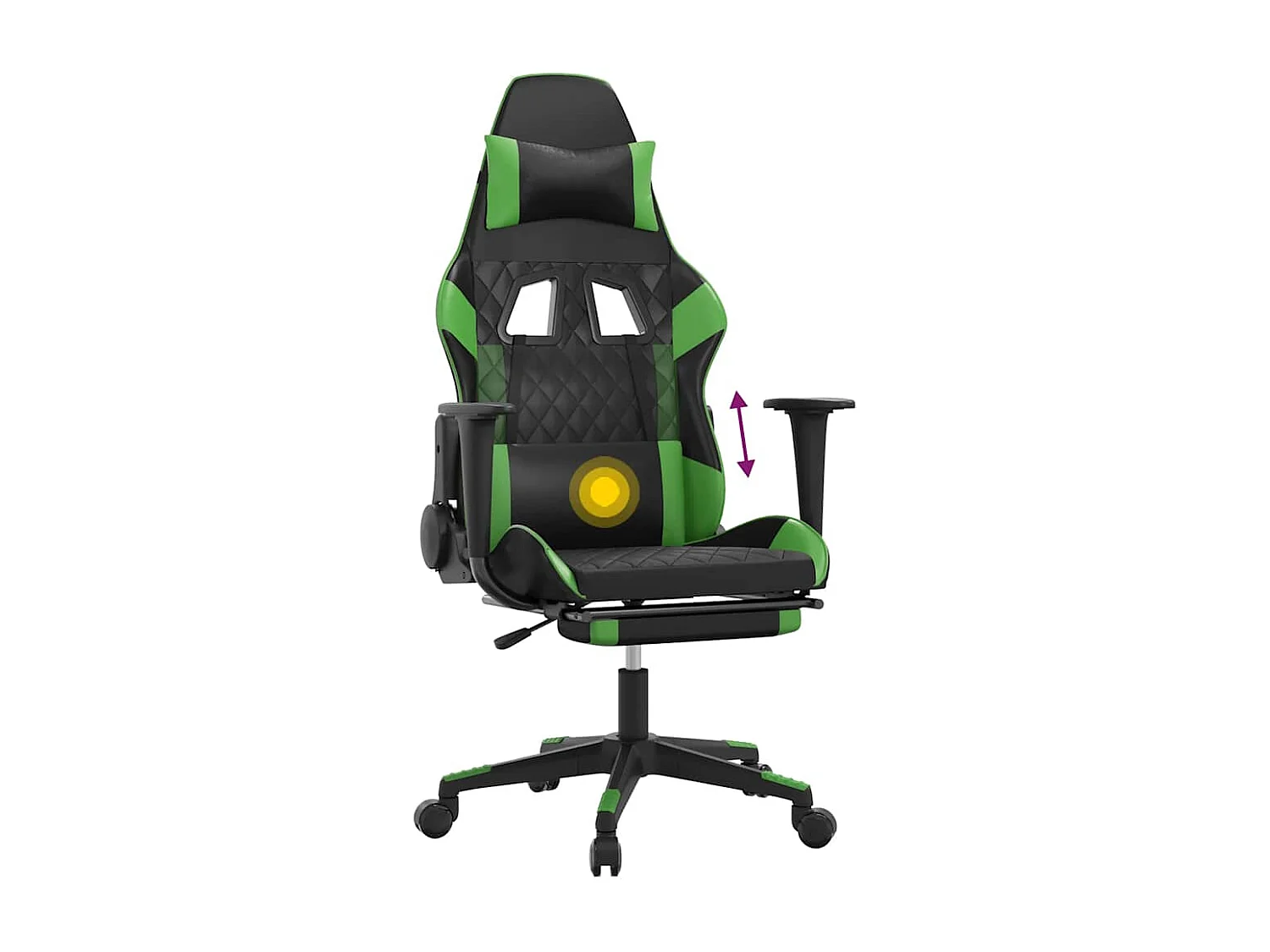 Gaming-Stuhl mit Massage & Fußstütze Schwarz & Grün Kunstleder