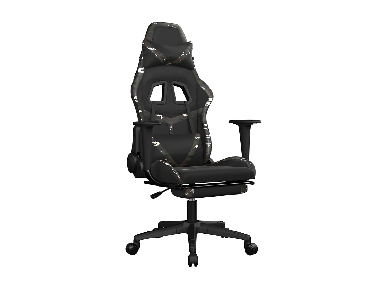 Silla gaming con reposapiés cuero sintético negro camuflaje