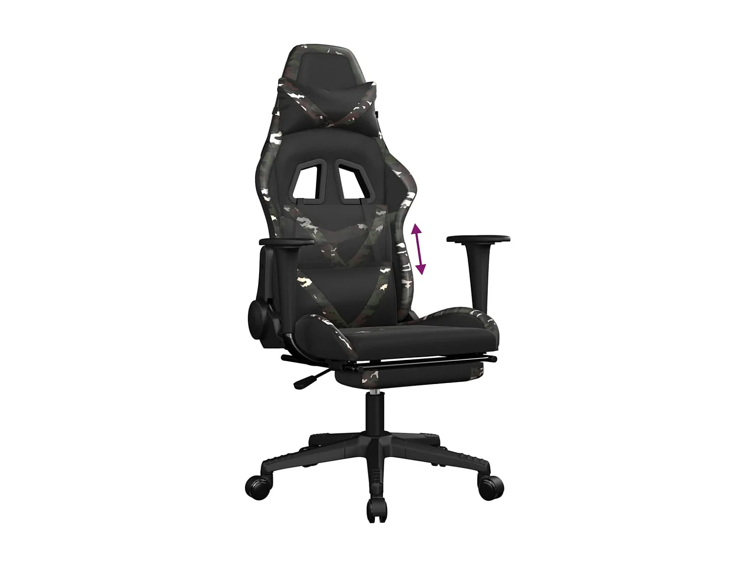 Chaise de jeu avec repose-pied Noir et camouflage Similicuir