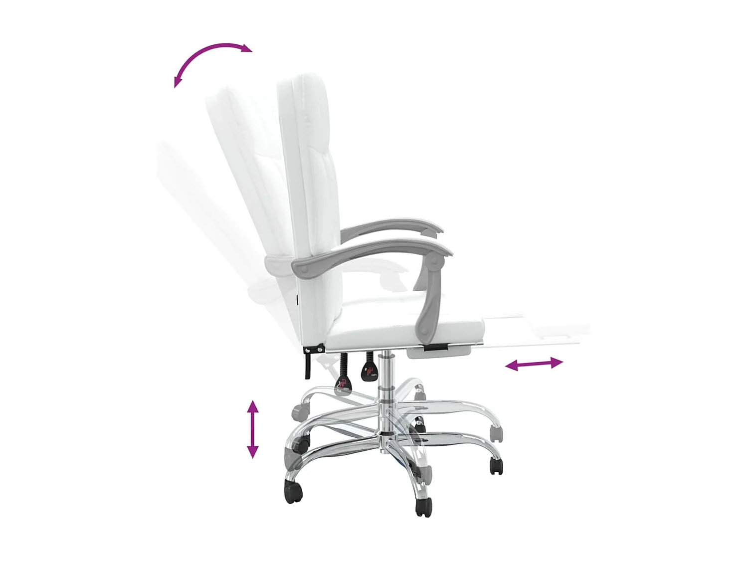 Cadeira de escritório reclinável couro artificial branco