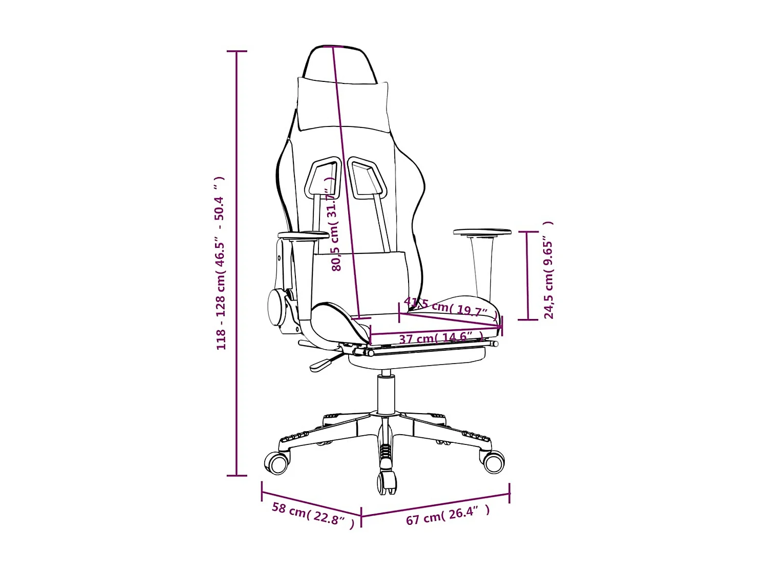 Silla gaming de masaje y reposapiés cuero sintético negro azul