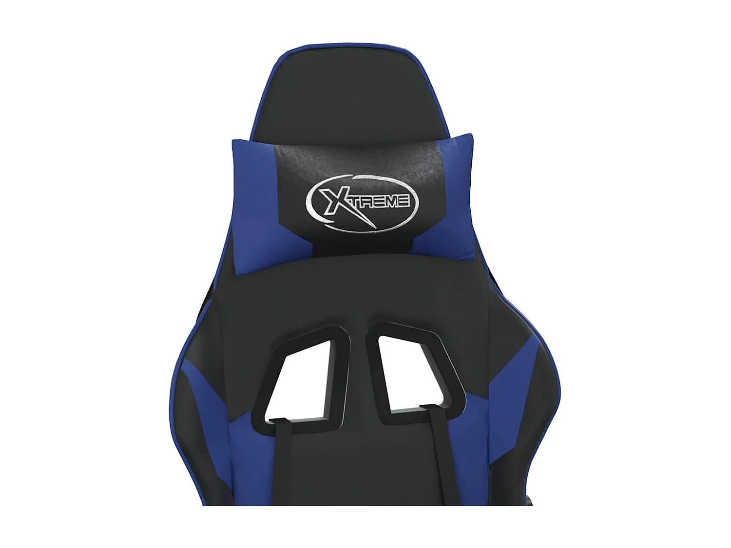 Silla gaming de masaje y reposapiés cuero sintético negro azul