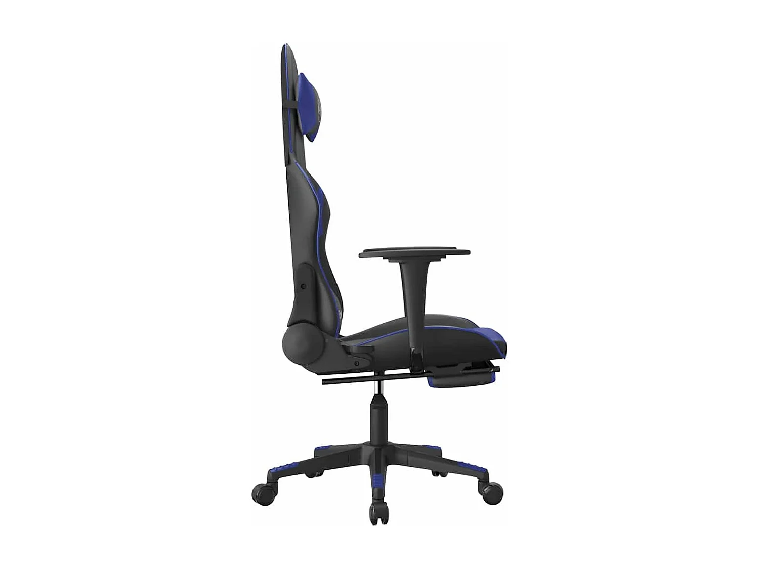 Chaise de jeu de massage et repose-pied Noir et bleu Similicuir