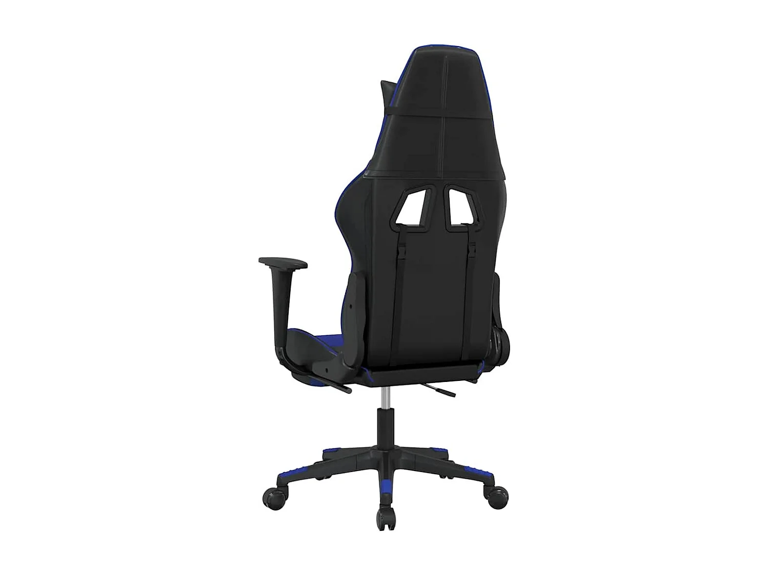 Chaise de jeu de massage et repose-pied Noir et bleu Similicuir