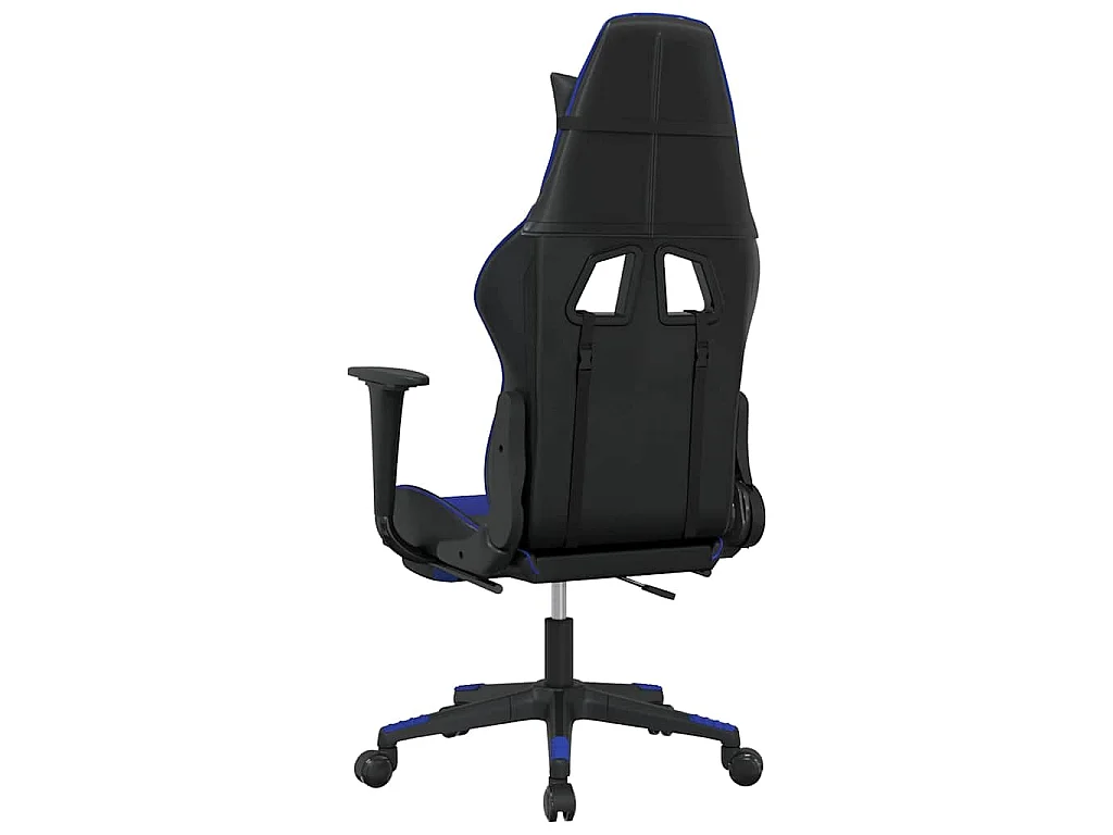 Chaise de jeu de massage et repose-pied Noir et bleu Similicuir