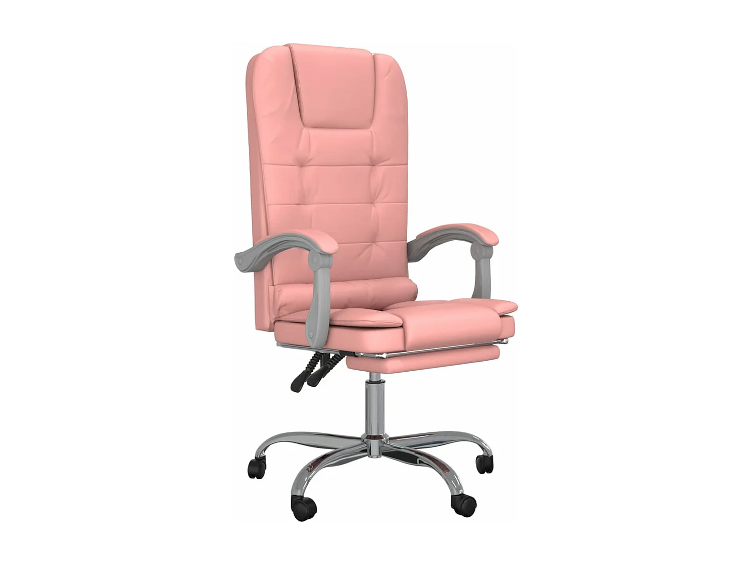 Silla de oficina reclinable masaje cuero sintético rosa