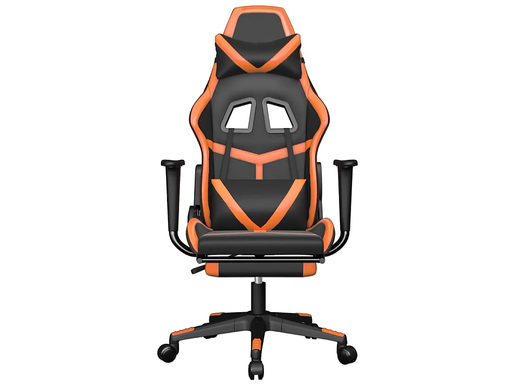 Sedia Gaming Massaggio Poggiapiedi Nero e Arancione Similpelle