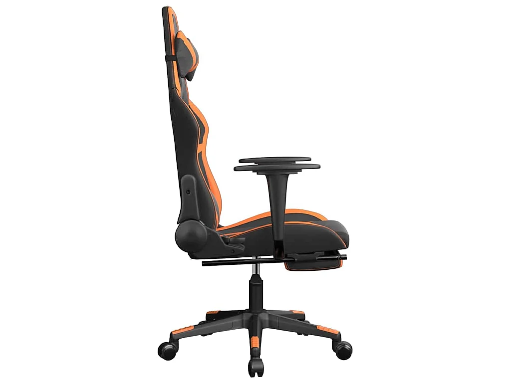 Chaise de jeu de massage et repose-pied Noir&Orange Similicuir