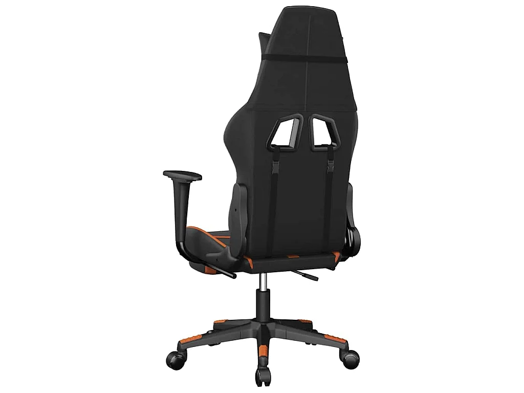 Chaise de jeu de massage et repose-pied Noir&Orange Similicuir