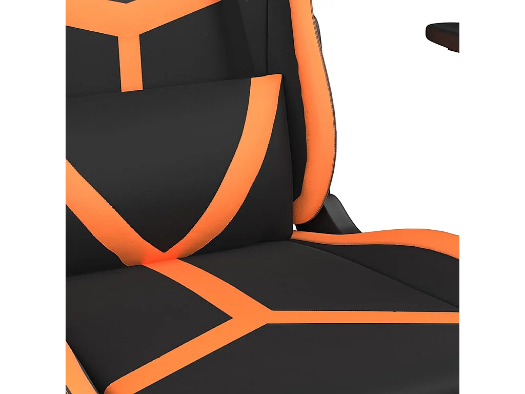 Chaise de jeu de massage et repose-pied Noir&Orange Similicuir