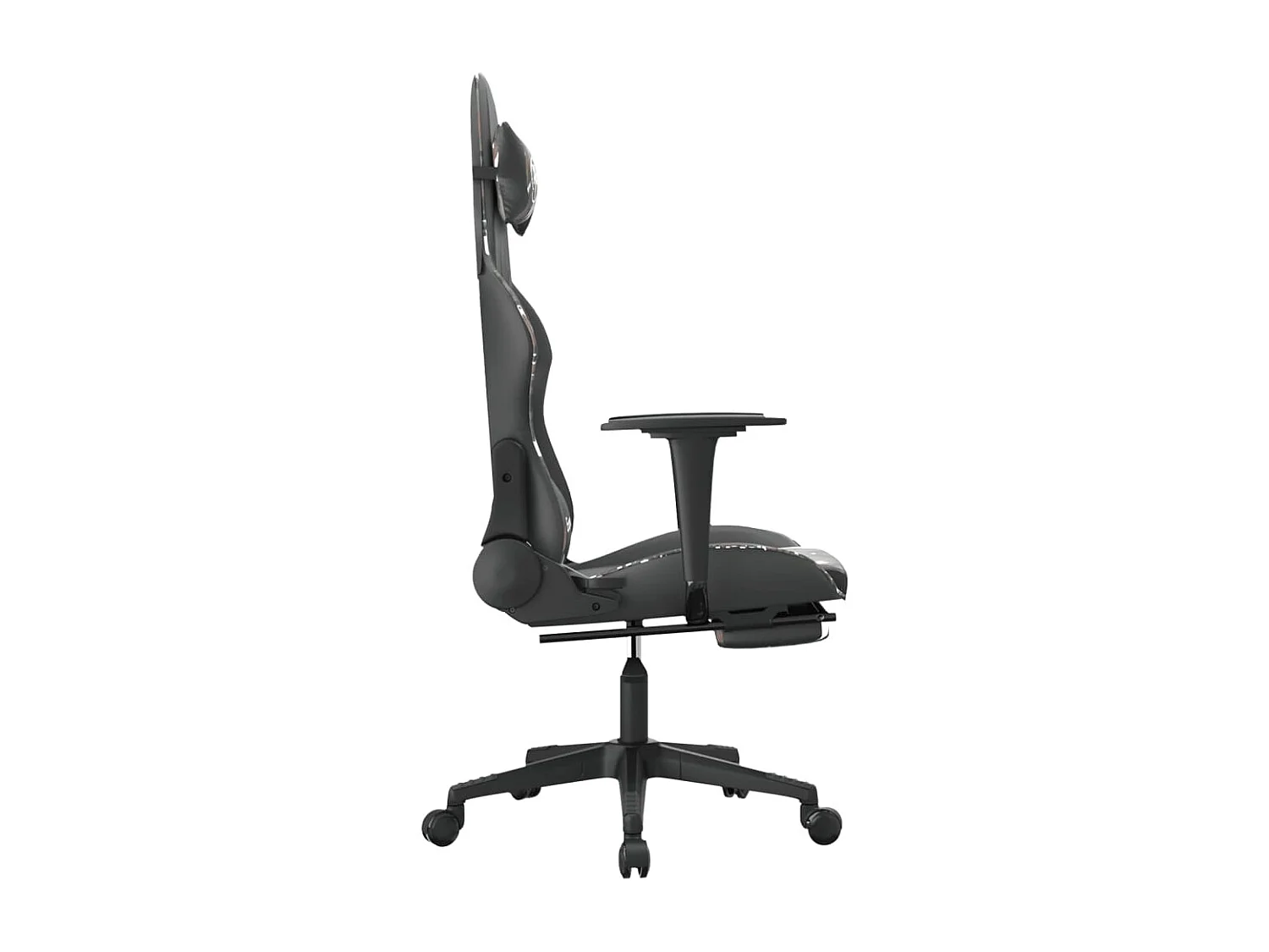 Silla gaming con reposapiés cuero sintético negro camuflaje