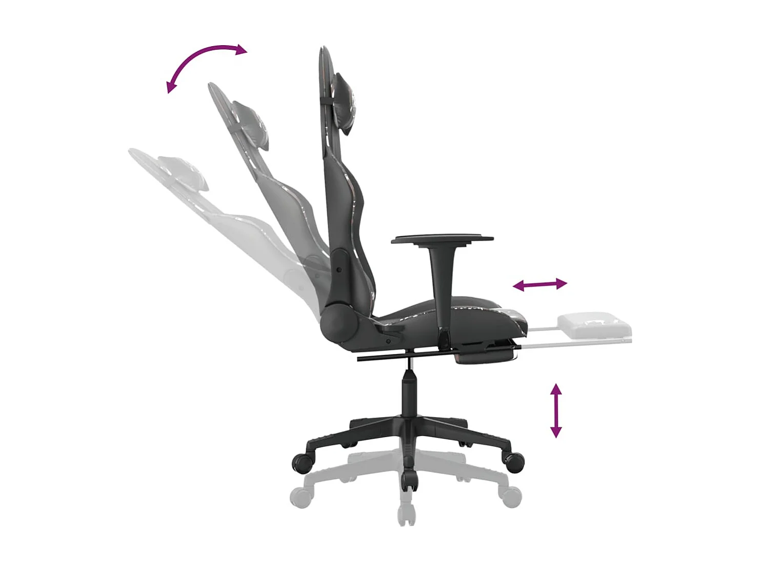 Chaise de jeu avec repose-pied Noir et camouflage Similicuir