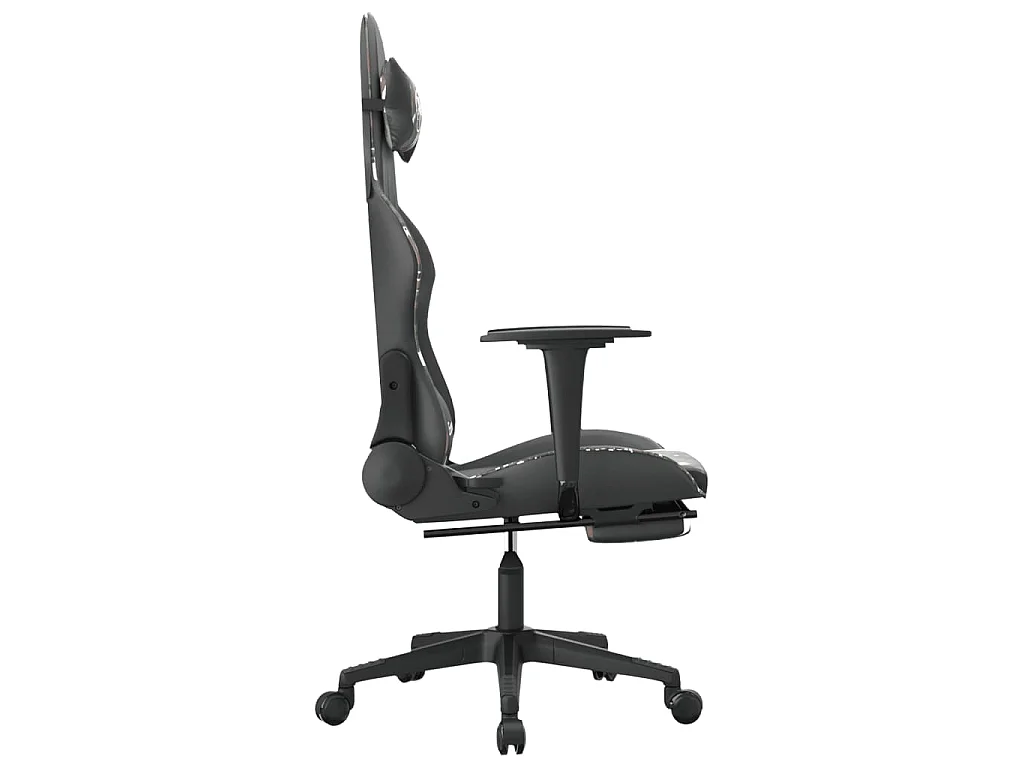 Gaming-Stuhl mit Fußstütze Schwarz und Tarnfarben Kunstleder