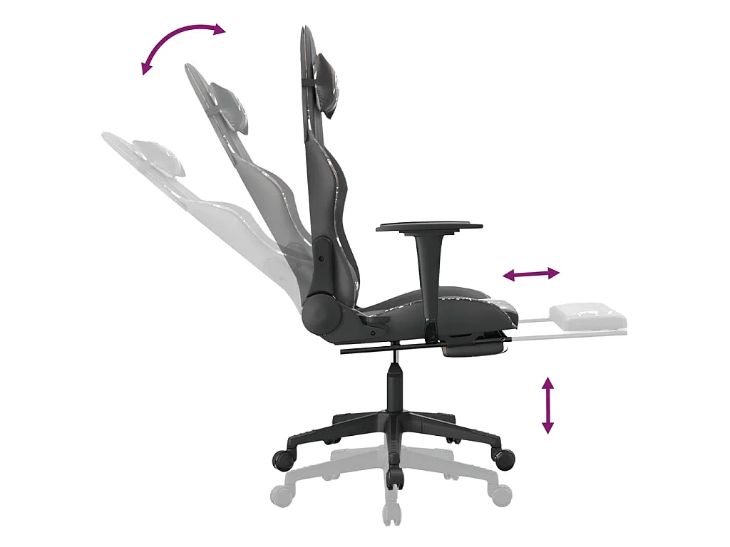 Gaming-Stuhl mit Fußstütze Schwarz und Tarnfarben Kunstleder