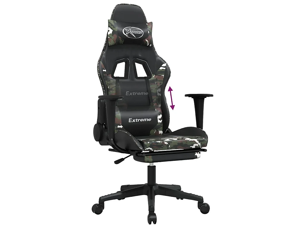 Gaming-Stuhl mit Fußstütze Schwarz und Tarnfarben Kunstleder